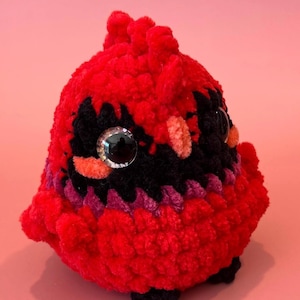 Handmade Cardinal Plushie – Crochet Bird Amigurumi – Soft Red Cardinal Gift – Woodland Animal Stuffed Toy