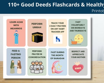 Good Deeds Cards Printable, Muslim Activity, Islam Printable