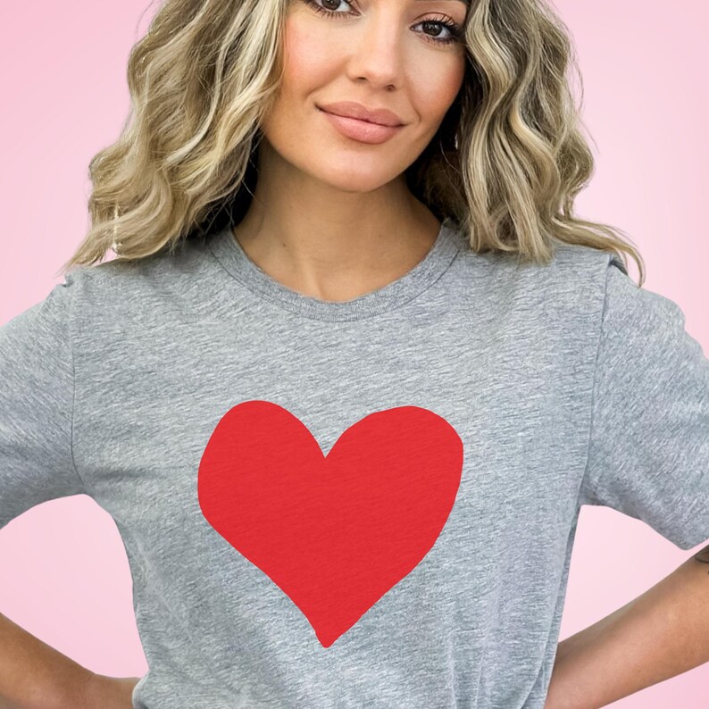 Pretty Red Heart Tee Heart T-Shirt Love Heart Design Women's Heart Shirt Gifts For Her Shirt With Heart Valentines Shirt Gift Idea Under 20