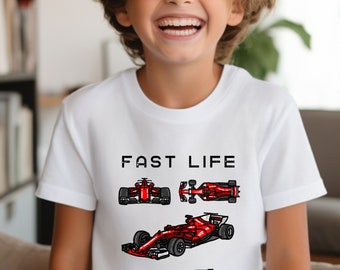 Fast Life Race Car Shirt Formula 1 Shirt Racecar Boy Birthday Shirt Boy Birthday party Race Car Shirt Race Car Gift Racing Shirt