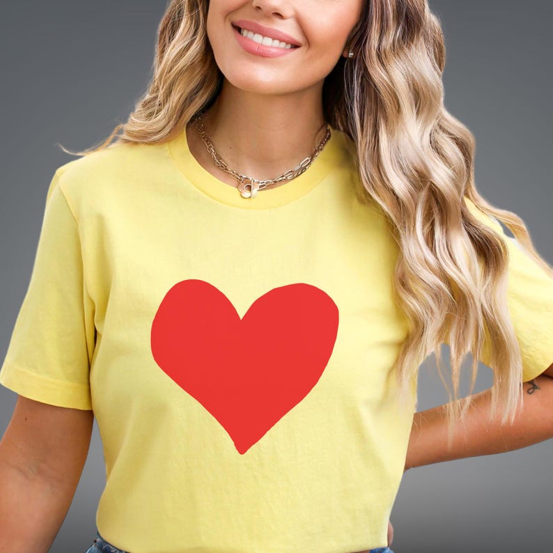 Pretty Red Heart Tee Heart T-Shirt Love Heart Design Women's Heart Shirt Gifts For Her Shirt With Heart Valentines Shirt Gift Idea Under 20