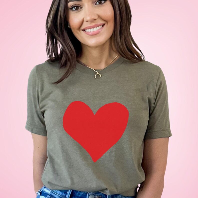 Pretty Red Heart Tee Heart T-Shirt Love Heart Design Women's Heart Shirt Gifts For Her Shirt With Heart Valentines Shirt Gift Idea Under 20