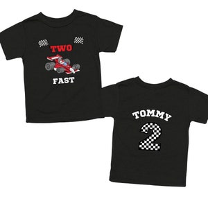 Custom Two fast race car shirt Racing tshirt Racecar birthday shirt Birthday boy shirt Racecar birthday party Race car shirt Boys Tee