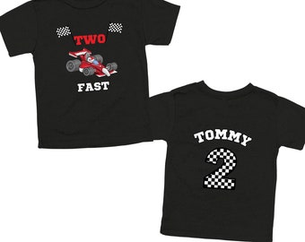 Camiseta personalizada de dos coches de carreras rápidos, camiseta de carreras, camiseta de cumpleaños de coche de carreras, camiseta de cumpleaños para niño, fiesta de cumpleaños de coche de carreras, camiseta de coche de carreras, camiseta para niños