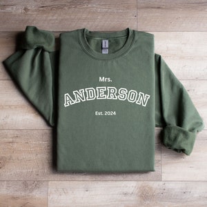 Custom Mrs Sweatshirt Mrs Last Name Sweatshirt Bride Personalized Sweatshirt Wifey Sweatshirt Bride Sweatshirt Mrs Custom Future Mrs