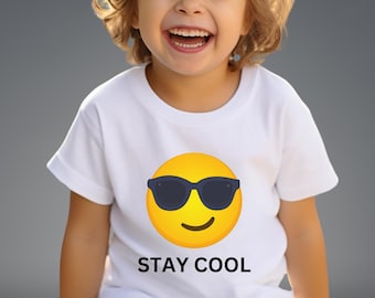 Camiseta con emoji de gafas de sol para niños, linda camiseta con emoji de gafas de sol para niños, camiseta con emoji para niños, camiseta con emoji para niñas, idea divertida para regalo de cumpleaños para menores de 20 años