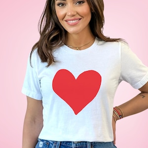 Pretty Red Heart Tee Heart T-Shirt Love Heart Design Women's Heart Shirt Gifts For Her Shirt With Heart Valentines Shirt Gift Idea Under 20