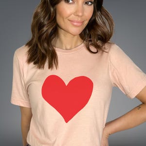 Pretty Red Heart Tee Heart T-Shirt Love Heart Design Women's Heart Shirt Gifts For Her Shirt With Heart Valentines Shirt Gift Idea Under 20