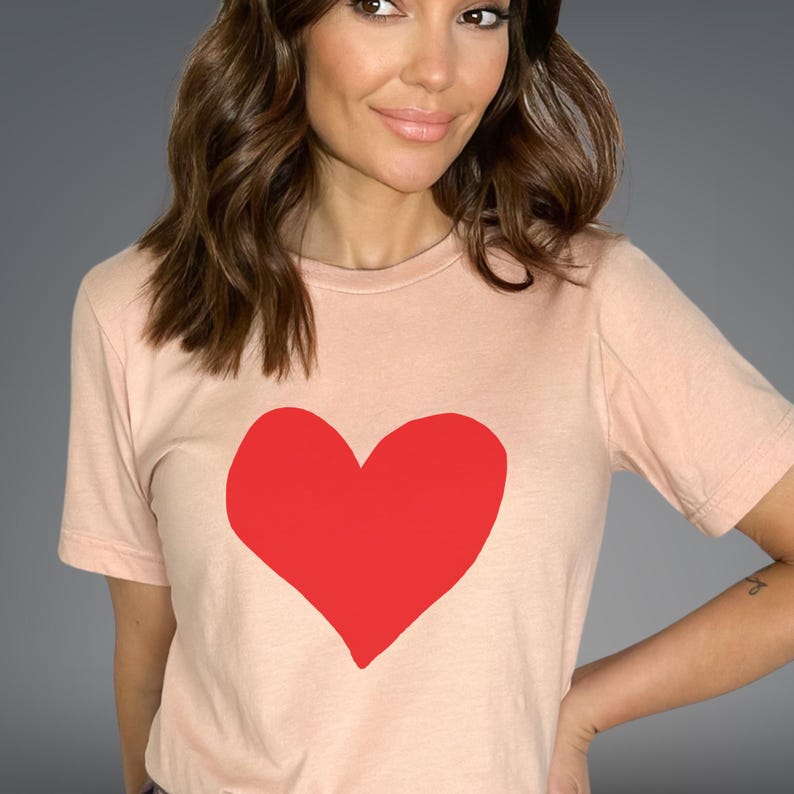 Pretty Red Heart Tee Heart T-Shirt Love Heart Design Women's Heart Shirt Gifts For Her Shirt With Heart Valentines Shirt Gift Idea Under 20