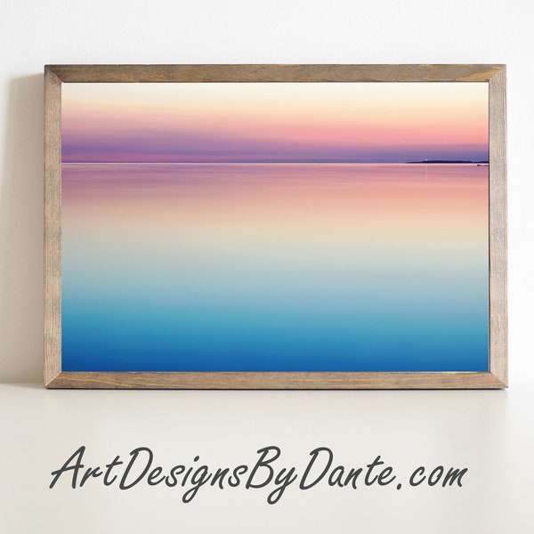 Blue and Pink Sea Photograph, Sunset Photograph, Ocean Photograph, Coastal Photograph, Digital Art Print, Digital Download #583