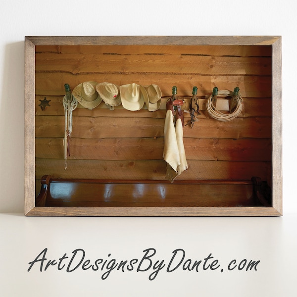 Western Hat Rack Photograph, Cowboy Ranch Photograph, Southwestern Photograph, Western Wear, Digital Art Print, Digital Download #602