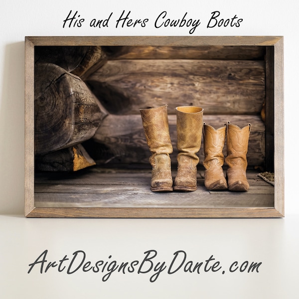 Cowboy and Cowgirl Boots Digital Download, His and Hers Cowboy Boots Photograph, Southwest Photograph, Digital Art Print #592