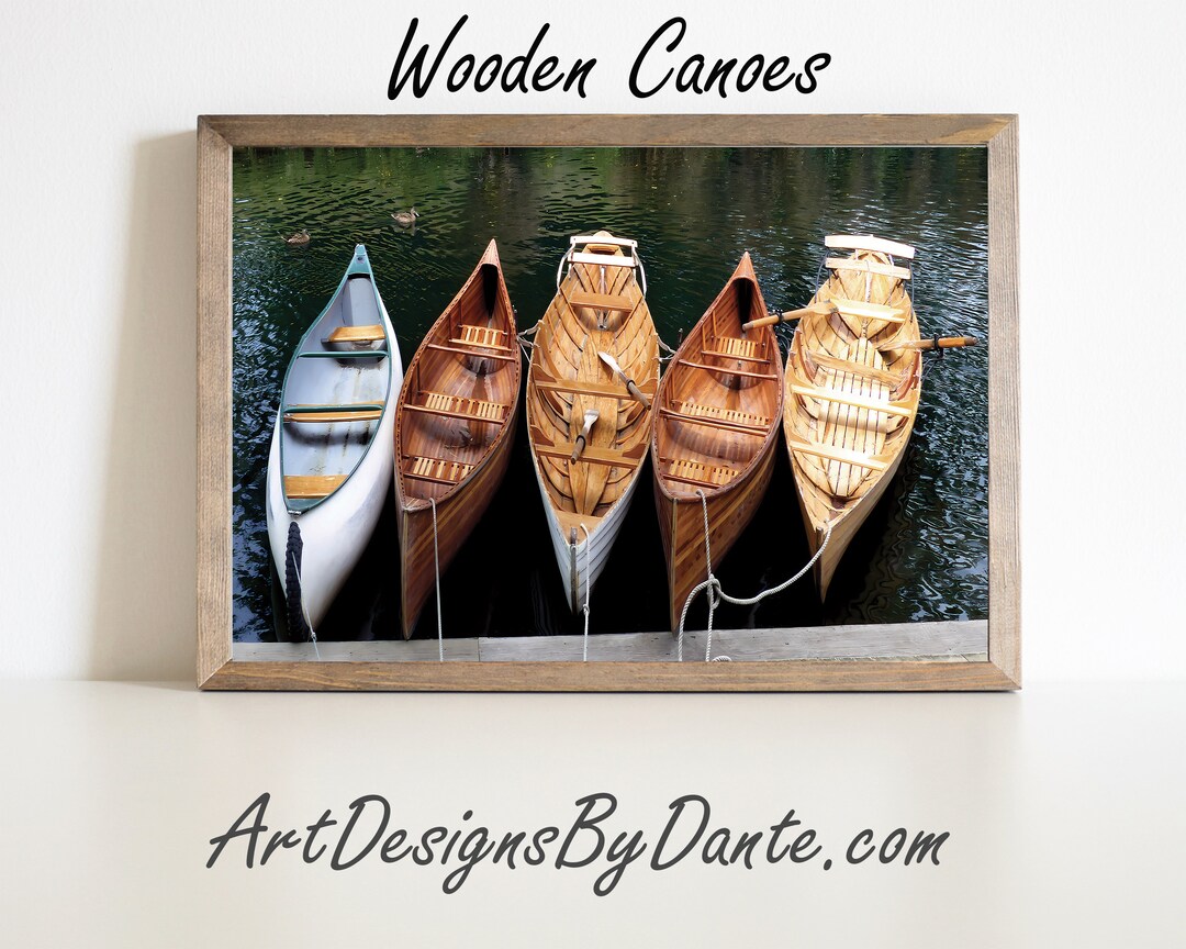 Wooden Canoes Wall Art Photograph, Nature Photography, Rustic Decor, Landscape Wall Art, Boho