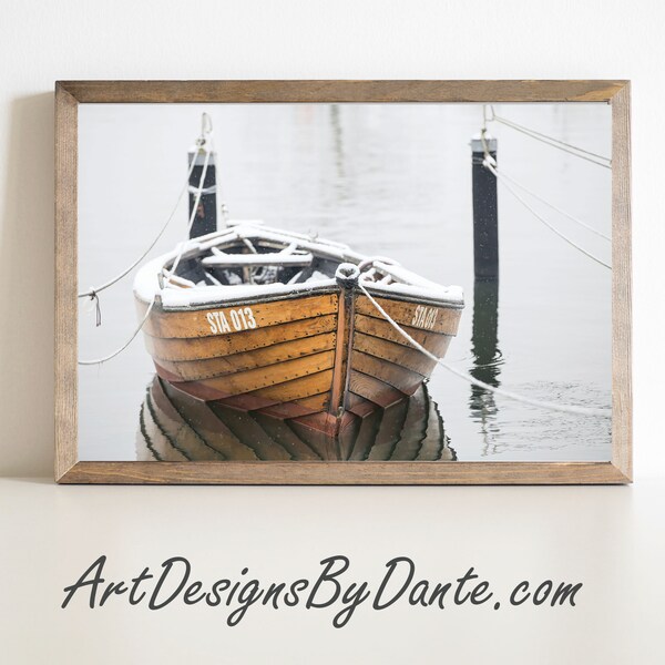 Rowboat in Winter Photograph, Winter Photograph, Snow Photograph, Boat Photograph, Digital Art Print, Digital Download #559
