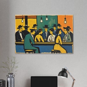 Vintage Bar Szene Leinwanddruck: Retro Nachtleben Kunst