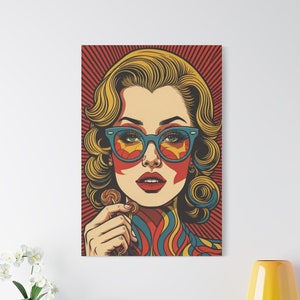 Pop Art Woman Face Canvas, Vintage Comic Pop Art, Graffiti Pop Art Girl, Colorful Pop Art Painting, Retro Inspired Wall Art, Canvas Gift