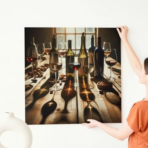 Vintage Wein Leinwand Kunst, Elegante Wand Dekoration für Wein Liebhaber, Einzigartige Leinwand für Hausbar, Esszimmer Dekor, Leinwand, Gespannt, 3,25cm