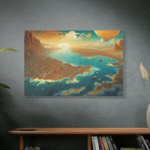 Surreal Landscape Canvas Print: Sunset River Wall Art (1.25&quot; Depth)