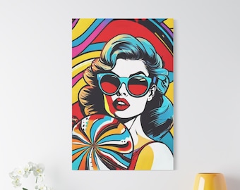 ポップアートの女性キャンバス - カラフルな女性の肖像画の壁アート