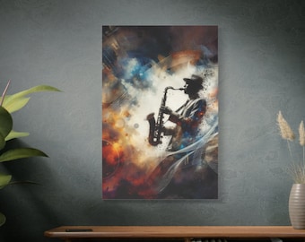 Abstract Saxophone Player Canvas Print: Modern Jazz Wall Art