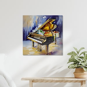 Elegant Abstract Piano Canvas Art, Modern Musical Wall Decor, Musical Instrument Wall Art, Gift for Music Lovers, Canvas, Stretched, 1.25&quot;