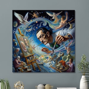 Salvador Dali Canvas, Surreal Fantasy Painting, Surrealism Art, Mystical Art Canvas Print, Surreal Art Salvador Dali Painting, Canvas Gift