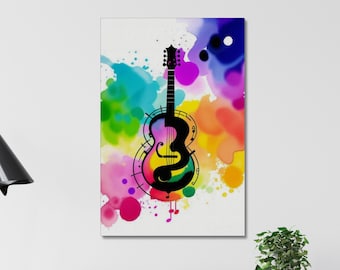 Abstrakte Gitarre Leinwand Kunst: Bunte Musik Pop Art