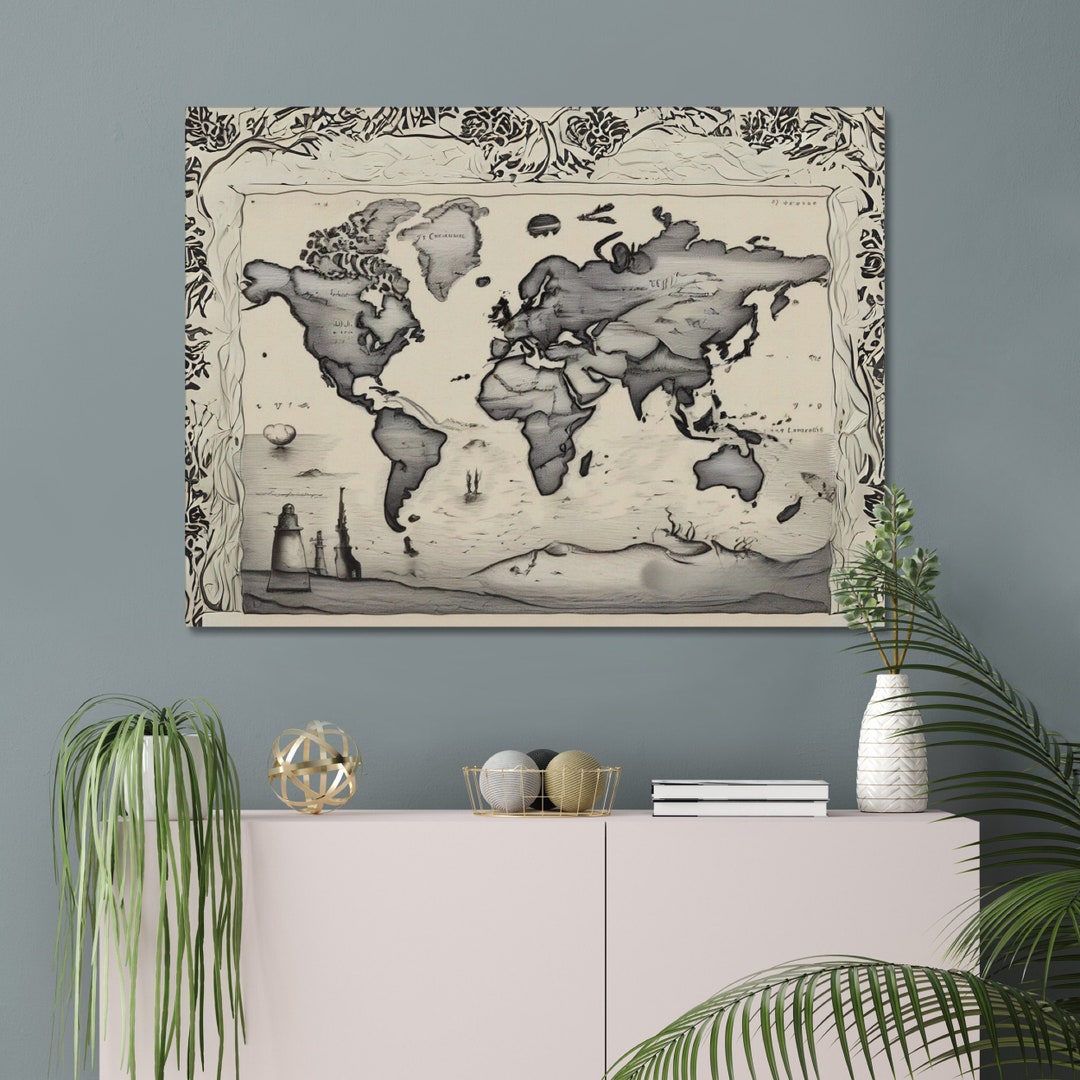 Vintage Style World Map Canvas Art: Stretched Canvas Print (1.25") - Etsy