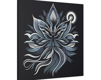 Abstract Lotus Flower Canvas Art: Modern Boho Wall Decor