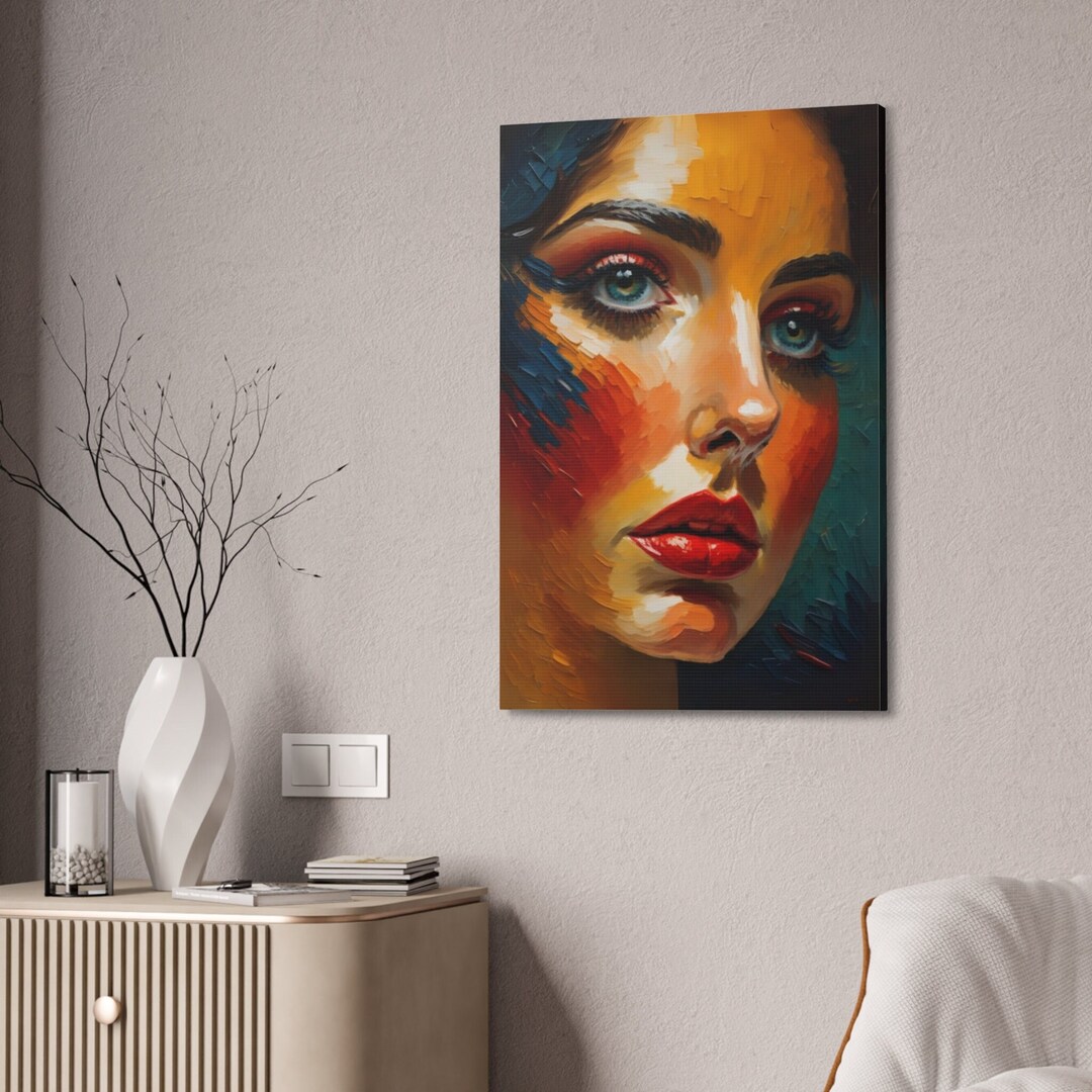 Expressionist Woman Portrait Canvas Art, Abstract Woman Face Wall Art ...
