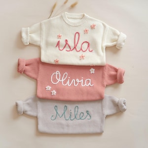 Benutzerdefinierte Name Hand bestickt Pullover, ersten Geburtstag Pullover, Herbst-Winter-Outfit, kundenspezifische Baby 1. Geburtstag, personalisierte Jungen und Mädchen Outfit