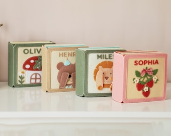 Personalized gift for baby boy & girl, handmade felt quiet book, sensory busy book, customized soft Montessori-inspired toy for travel play
