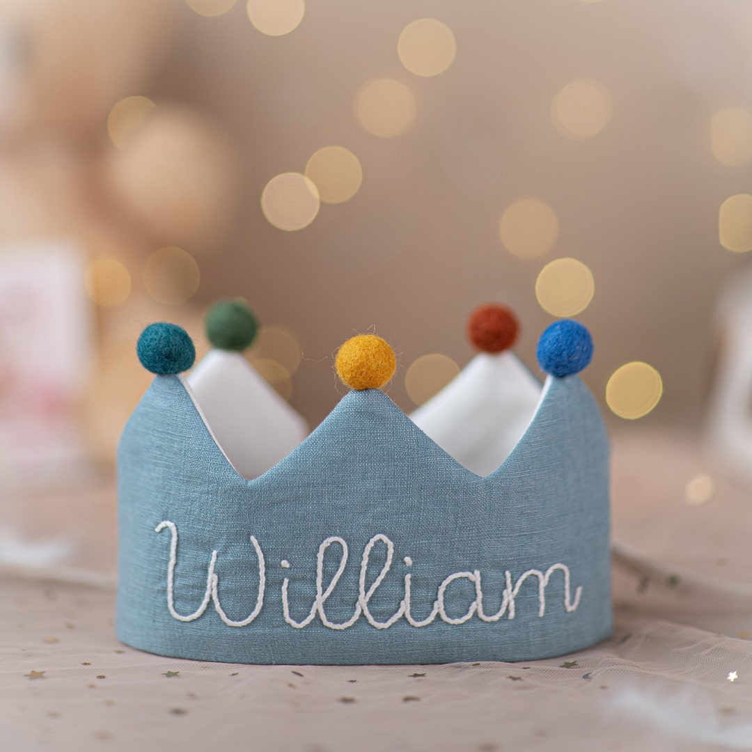 Hand Embroidered Linen Crown for Kids and Children's Birthdays, Personalized Gifts Keepsake for First Birthday Party and Special Occasions - Etsy Australia