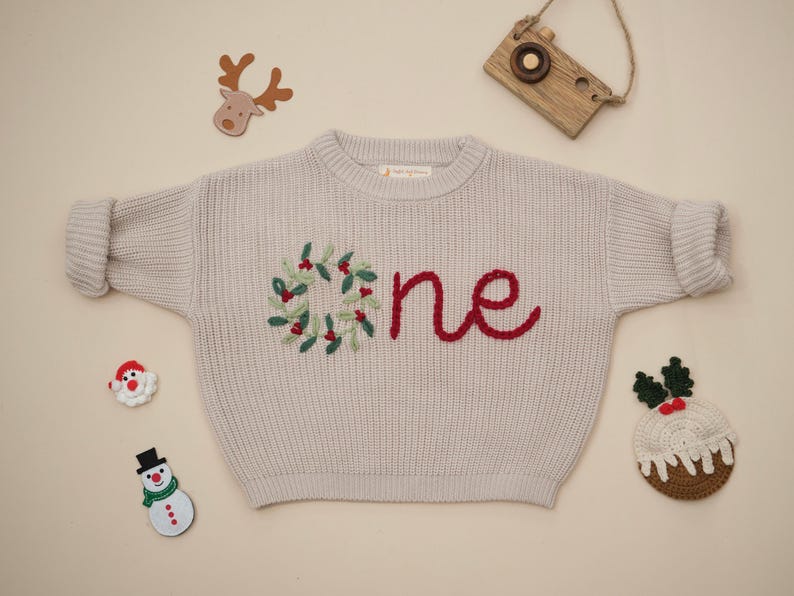 One Sprinkle Hand Embroidered Sweater, Custom First Birthday Sweater, Sweet One Sweater, Personalized Boy and Girl 1st Birthday Outfit image 15