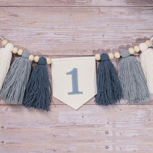 Personalized 1st Birthday Highchair Banner, Customized Yarn Tassel Garland, 1 Party Decor, Cake Smash High Chair Banner, Birthday Photo Prop