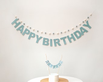 Happy Birthday Banner | Birthday Linen Garland | Party Garland | Birthday Decor | Party Decor | Sustainable Birthday | Neutral Color