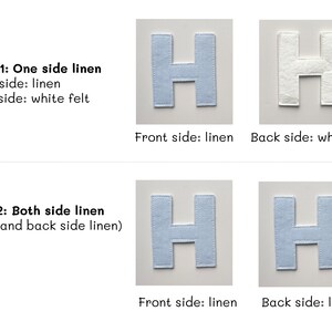 Pode incluir: Dois estilos de patches de feltro com a letra H. O primeiro estilo &eacute; de linho na frente e feltro branco atr&aacute;s. O segundo estilo &eacute; de linho em ambos os lados.