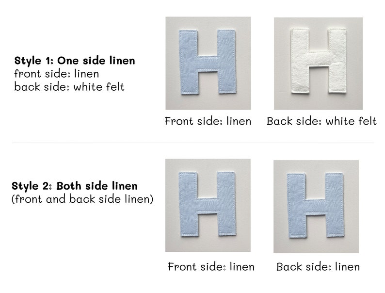 Pode incluir: Dois estilos de patches de feltro com a letra H. O primeiro estilo &eacute; de linho na frente e feltro branco atr&aacute;s. O segundo estilo &eacute; de linho em ambos os lados.
