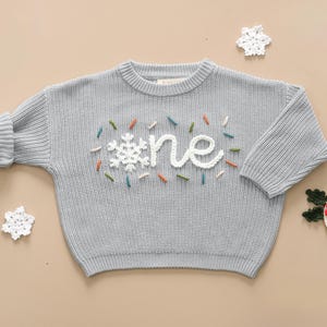 One Sprinkle Hand Embroidered Sweater, Custom First Birthday Sweater, Sweet One Sweater, Personalized Boy and Girl 1st Birthday Outfit image 12