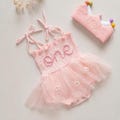 First Birthday Romper, 1st Birthday Outfit, Hand-embroidered One Romper, Personalized Baby Dress, Customized Baby Girl Dress, Gift for B-day product logo