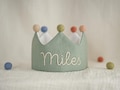 Hand Embroidered Linen Crown for Kids and Children's Birthdays, Personalized Gifts | Keepsake for First Birthday Party | Neutral Birthday
