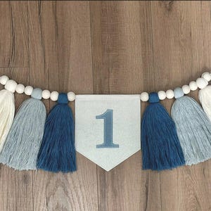 Personalized 1st Birthday Highchair Banner, Customized Yarn Tassel Garland, 1 Party Decor, Cake Smash High Chair Banner, Birthday Photo Prop