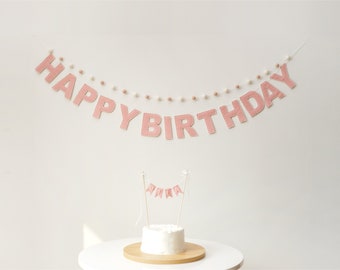 Happy Birthday Banner | Birthday Linen Garland | Party Garland | Birthday Decor | Party Decor | Sustainable Birthday | Neutral Color