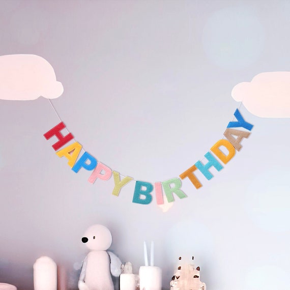 Happy Birthday Banner | Birthday Garland | Party Garland | Birthday Decor | Party Decor | Rainbow Felt Garland | Sustainable Felt Birthday