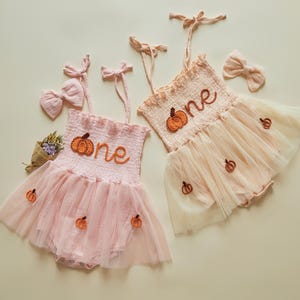 First Birthday Romper, 1st Birthday Outfit, Hand-embroidered One Romper, Personalized Baby Dress, Customized Baby Girl Dress, Gift for B-day