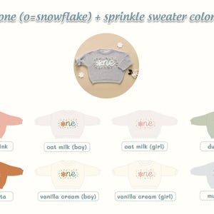 One Sprinkle Hand Embroidered Sweater, Custom First Birthday Sweater, Sweet One Sweater, Personalized Boy and Girl 1st Birthday Outfit image 13