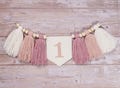 Personalized 1st Birthday High Chair Banner, Customized Yarn Tassel Garland, 1 Party Decor, Cake Smash Highchair Banner, Birthday Photo Prop product logo