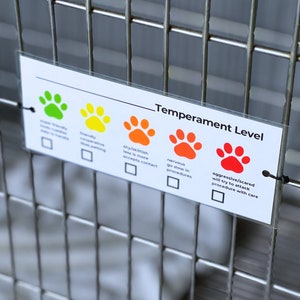 Tableau des tempéraments Carte de la cage de sécurité du technicien vétérinaire Carte de la cage du tempérament du chien Tableau de sécurité du vétérinaire Niveau de tempérament Carte de sécurité à téléchargement immédiat