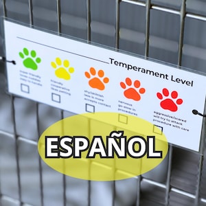 Tabla de Seguridad para Técnico Veterinario Guía de Seguridad Tarjeta de Jaula Nivel de Temperamento Animal Clínica para Técnico Veterinario