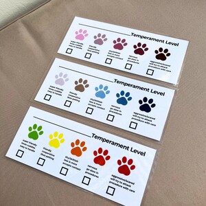 Paw Chart All 3 Colors Safety Paw Chart Vet Tech Safety Cage Card Dog Temperament Cage Card Veterinary Safety Chart Bundle Temperament Level